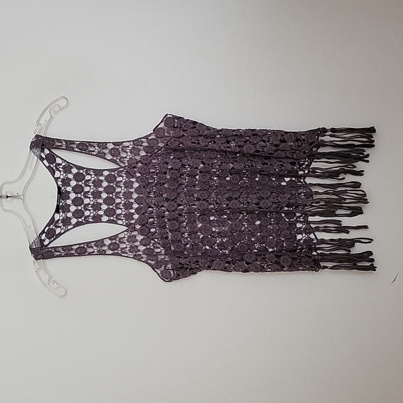 Delusion Taupe Brown Crocheted Tank Top M - Picture 1 of 12